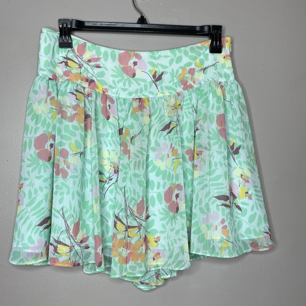 Gap mint green floral print Mid Rise‎ A- Line skirt Women Size 10